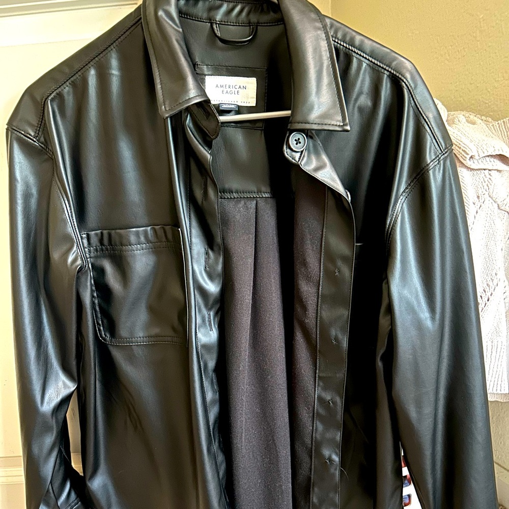 American Eagle oversized Vegan leather Shacket